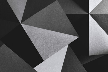 Geometric  shapes made gray paper, abstract background