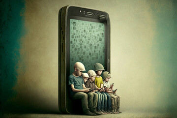 Smartphone addiction concept, generative ai - obrazy, fototapety, plakaty