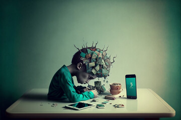 Smartphone addiction concept, generative ai