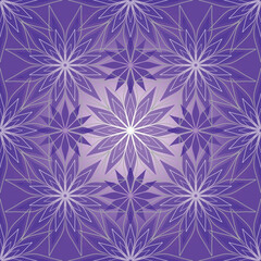Vector gentle lilac seamless geometric pattern with flowers