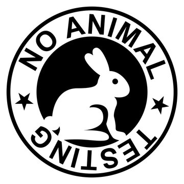 Logo aislado con texto No animal testing con silueta de conejo en círculo