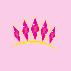 vector princess crown jewels with shining pink gems
