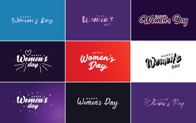 Pink Happy Women's Day typographical design elements International Women's Day icon and symbol; minimalist design for international Women's Day concept; vector illustration