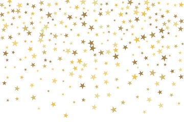 Star confetti. Gold casual confetti background. Bright design pattern.