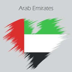 United Arab Emirates flag heart flag in the shape of a heart, the concept of peace love travet vector