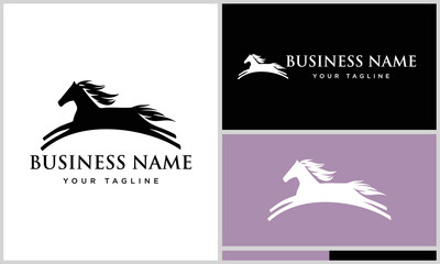 silhouette jumping horse logo design