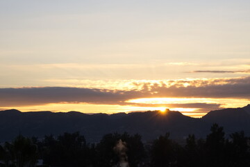 Spectacular and colorful sunrise on the horizon in Murcia	