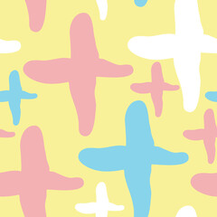 Obraz premium Stars seamless vector pattern for wrapping, digital paper, wallpaper, fabric print, textile design. Simple silhouette shape of shining star decorative element for kids, baby, children, sport.