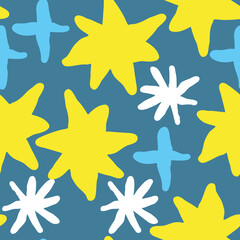 Stars seamless vector pattern for wrapping, digital paper, wallpaper, fabric print, textile design. Simple silhouette shape of shining star decorative element for kids, baby, children, sport.