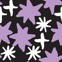 Obraz na płótnie Canvas Stars seamless vector pattern for wrapping, digital paper, wallpaper, fabric print, textile design. Simple silhouette shape of shining star decorative element for kids, baby, children, sport.