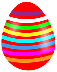 Osterei mit Muster gestreift rot blau grün gelb freigestellt  Hintergrund transparent