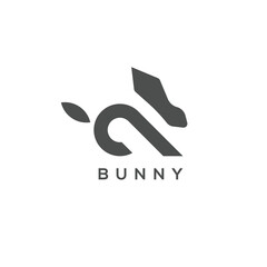 Abstract minimal bunny logo white background