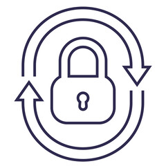 security icon with lock and arrows, linear design