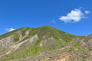 Fototapeta na wymiar 三俣山登山「硫黄山道路から望む三俣山（西峰）」
