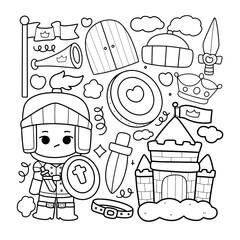knight and princess colouring page for kid