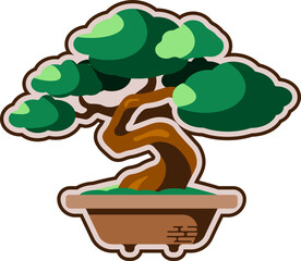 Illustration of a cute bonsai tree 