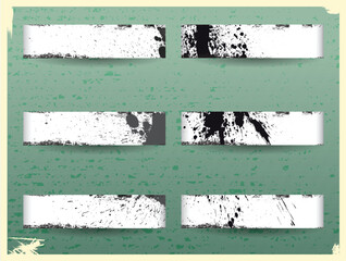 Glitch distorted grungy isolated banner . Design element for brochure, social media, posters, flyers. Overlay texture.Textured banner with Distress effect .Vector

