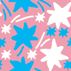 Stars seamless vector pattern for wrapping, digital paper, wallpaper, fabric print, textile design. Simple silhouette shape of shining star decorative element for kids, baby, children, sport.