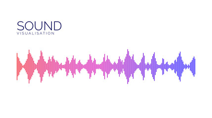 Colorful sound wave bar. Music track sample, podcast, audio or voice message. Equaliser element. Diagram, chart or signal concept.