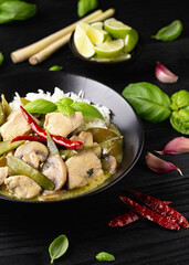 Thai green curry with chicken and vegetables