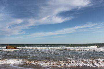seascape with seagulls and rocks