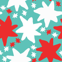 Stars seamless vector pattern for wrapping, digital paper, wallpaper, fabric print, textile design. Simple silhouette shape of shining star decorative element for kids, baby, children, sport.