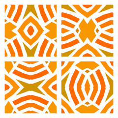 Colored African fabrics - 4 basic patterns, high definition illustration 
