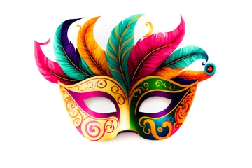 Poster Venetian carnival mask isolated on white background. Illustration. Vector illustration. With decorations. Generaive AI © Stefano Astorri