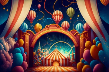 Fotobehang Amusementspark Party, circus background. Generative AI