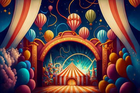 Party, circus background. Generative AI