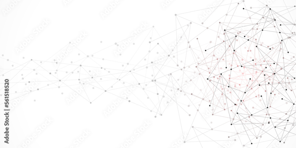 Wall mural abstract fractal background and geometric pattern with connecting dots and lines
