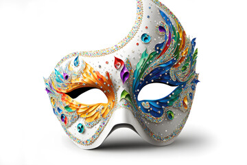 Venetian carnival mask isolated on white background. Illustration. Vector illustration. With decorations. Generaive AI