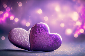 Obraz premium Purple hearts. Illustration. Valentine's day. Generative AI