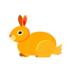 Colorful rabbit icon isolated on white background, sitting rabbit, flat icon for chinese new year, vector illustration