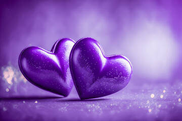 Obraz premium Purple hearts. Illustration. Valentine's day. Generative AI
