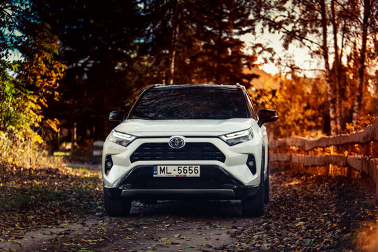 Toyota RAV4 hybrid at the rural road