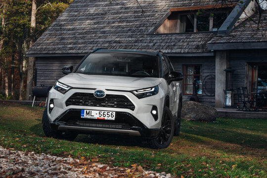Toyota RAV4 hybrid at the rural road