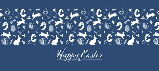 Obraz na płótnie Canvas Happy Easter mit Ostermuster in blauweiß