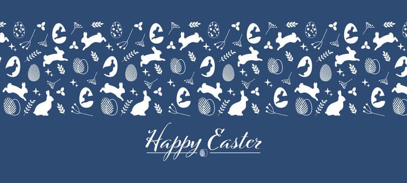 Happy Easter mit Ostermuster in blauwei&szlig;