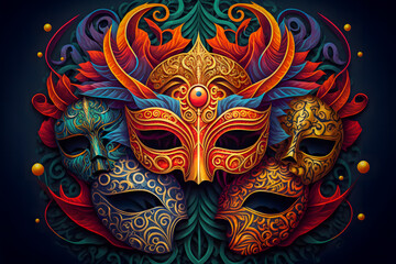 Venetian carnival mask. Fashion. Illustration. Generative AI
