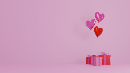 Fototapeta na wymiar pink heart balloon gift background