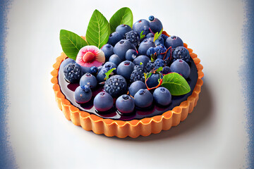 Fresh Blueberry tart on white