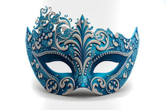 Venetian carnival mask isolated on white background. Illustration. Vector illustration. With decorations.  Generaive AI