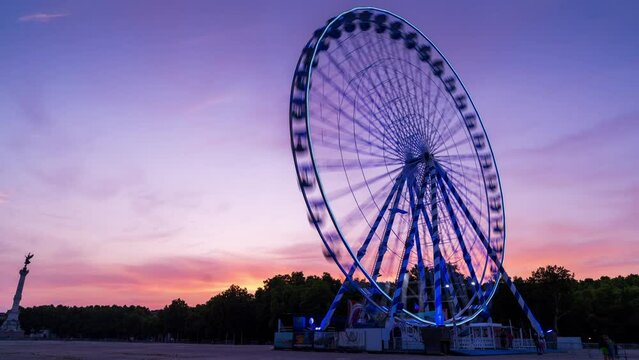 TImelapse Grande roue bordeaux coucher soleil 4K
