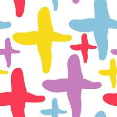 Obraz premium Stars seamless pattern for wrapping, digital paper, wallpaper, fabric print, textile design. Simple silhouette shape of shining star decorative element for kids, baby, children, sport.