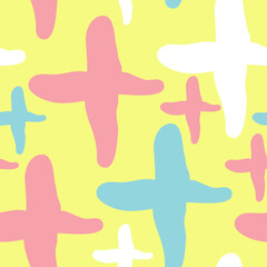 Obraz premium Stars seamless pattern for wrapping, digital paper, wallpaper, fabric print, textile design. Simple silhouette shape of shining star decorative element for kids, baby, children, sport.