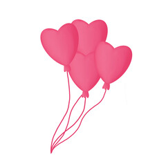 Obraz na płótnie Canvas Love and romance illustration. Valentines pink heart balloons. hand drawn illustration.elements on transparent background.