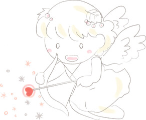 ハートの弓を持っている天使のイラスト1　バレンタイン