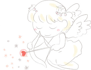 ハートの弓を持っている天使のイラスト2　バレンタイン