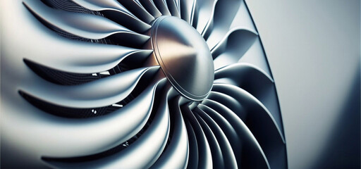 Realistic 3d illustration of aircraft turbine blades AI generated